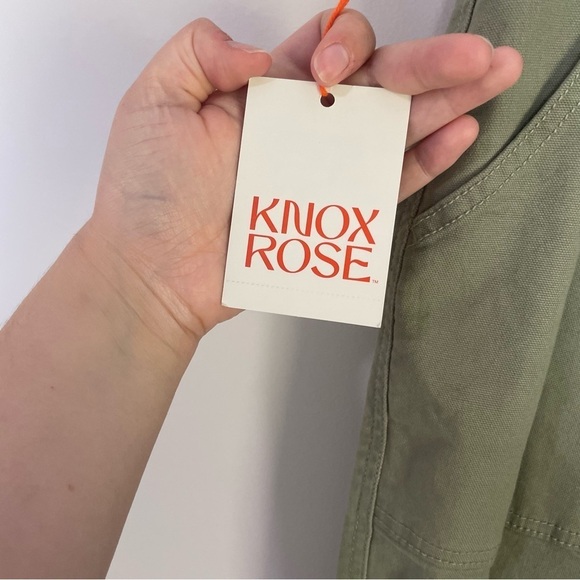 [Knox Rose] Women's Green High Rise Relaxed Straight Leg Cargo Pants - Picture 3 of 8